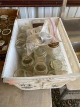 Various size canning jars and bag with lids