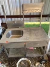 Metal rolling table with sink Measurements in photo