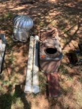 Whirly bird, PVC pipes and Vintage potbelly stove