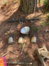 3 light ceiling light and an outdoor single bulb light