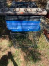 Bread racks, animal crate and wall decor