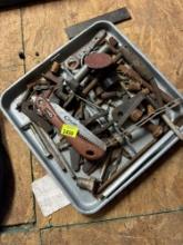 Metal tray with folding handsaw, bolts and other misc items PICK UP IS ON DAY 2 ONLY