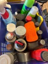 Cleaning items, paint, oil and other items in carrying basket