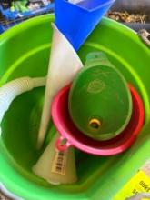 Bucket full of funnels