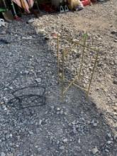 Metal stand base and hose hanger