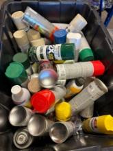 Tote with various spray paint, and other items
