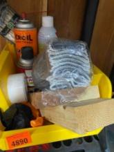 Gloves, teflon tape, and other items