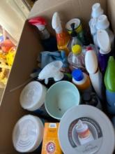 Box of cleaning supplies
