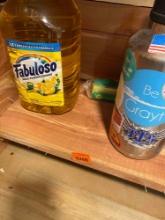 Cleaning supplies and water jug