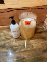 Hand soap and fake candle