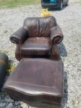 Leather chair and ottoman