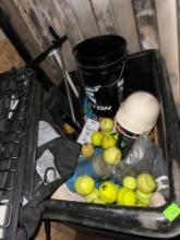Tote with softballs and other various items
