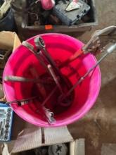Bucket with various shop tools