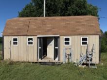 12ft wide 24ft 3 in long wall height 80 in window unit peak height approximately 12 ft 10in 36 in