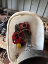 Trashcan with funnel and spout bungee cords