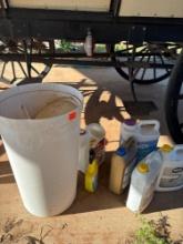 Trash can and chemicals