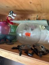 Glass vases serving dishes decor
