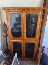 38x65x20 double glass doors oak cabinet BEING HELP TO LOAD