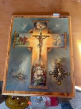 Cross wood backed print