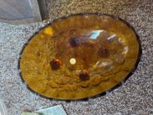 Rootbeer serving dish Wood backing for picture glass bowl