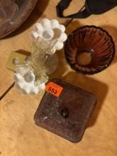Indiana Tiara Glass bee hive honey dish candle stands Indiana tiara candle globe