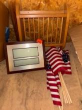 American flags holder and clock