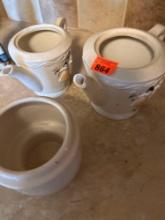 Porcelain teapots and bowl