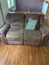 Microsuede reclining loveseat buyer must load