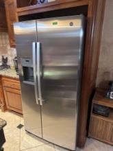 GE refrigerator, side-by-side with water and ice in door, Bring Help to load