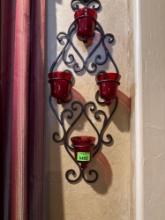 Metal candle holder wall hanging