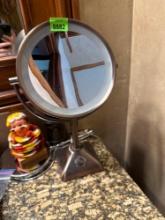 Mirror with light, and cup holders