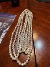 Very long bead necklace