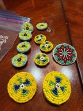 Seed bead button covers and earrings one needs to be repaired