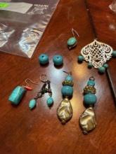 Earrings and beads some repairs needed