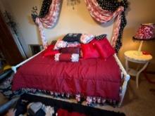 Trundle Bed and bed set, pillows, Curtains above the bed comes with the holders. Curtains on the