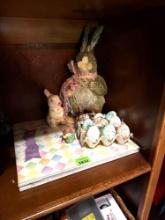 Easter bunny, easter book and easter eggs