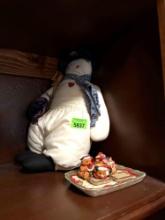 christmas snowmen and plate
