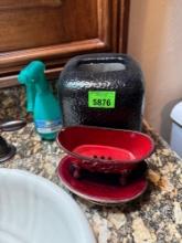 Soap holder, Tissue holder and spray bottle