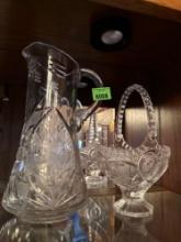 glass pitcher and glass basket