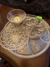 Indian glass devil eggs dish, Crystal bowl