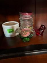 Cup holder, Cardinal and flower candle