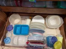 Plastic bowls, lids, measuring bowl, Tupperwareand more