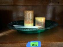Plastic Christmas dish, candles and photo holder