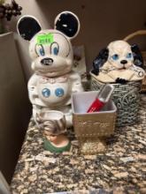 Mickey and minnie mouse cookie jar. Dog jar Holders