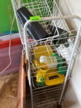 Stand with gardening stuff and lids