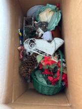 Box of Christmas decor