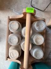Wood tote with canning jars