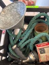 Expandable water hose, hose brush, funnel, sprayer and a multi tester