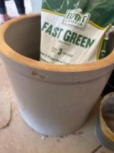 Planting pot, galvanized bucket, fast green lawn food