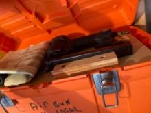 air gun and air chisel with attachments in tool box